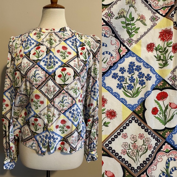 Boden Placement Print Wild Bluebell Blouse - Picture 2 of 13